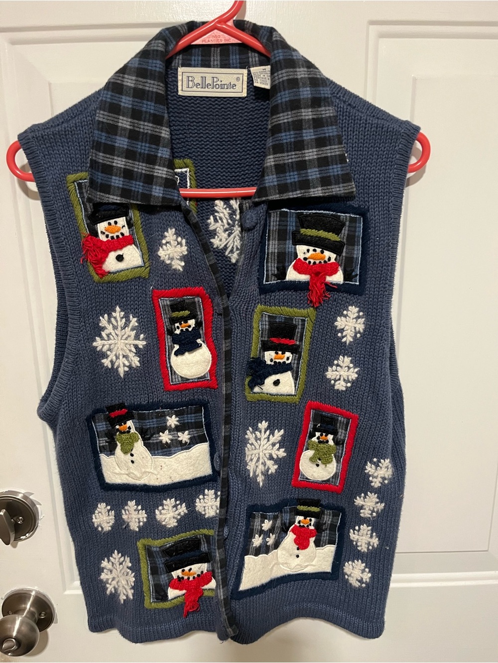 Vintage Bellpoint Christmas Cardigan Sweater vest Snowman granny core women’s M